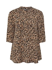 Yours Curve Natural Leopard Print Jersey Top - Image 5 of 5