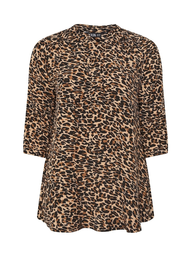 Yours Curve Natural Leopard Print Jersey Top - Image 5 of 5