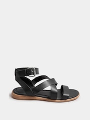 Yours Curve Black Extra Wide Fit Comfort Strappy Sandals - Image 2 of 4