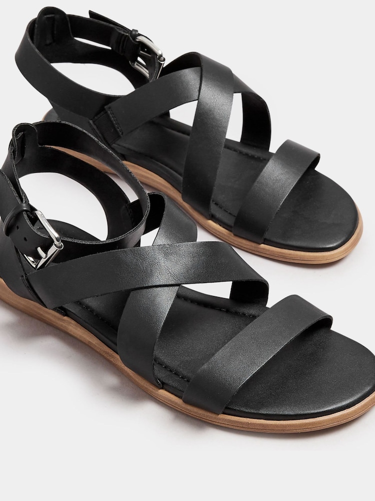 Yours Curve Black Extra Wide Fit Comfort Strappy Sandals - Image 4 of 4