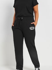 Yours Curve Black New York Logo Stretch Joggers - Image 1 of 5