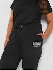 Yours Curve Black New York Logo Stretch Joggers - Image 4 of 5