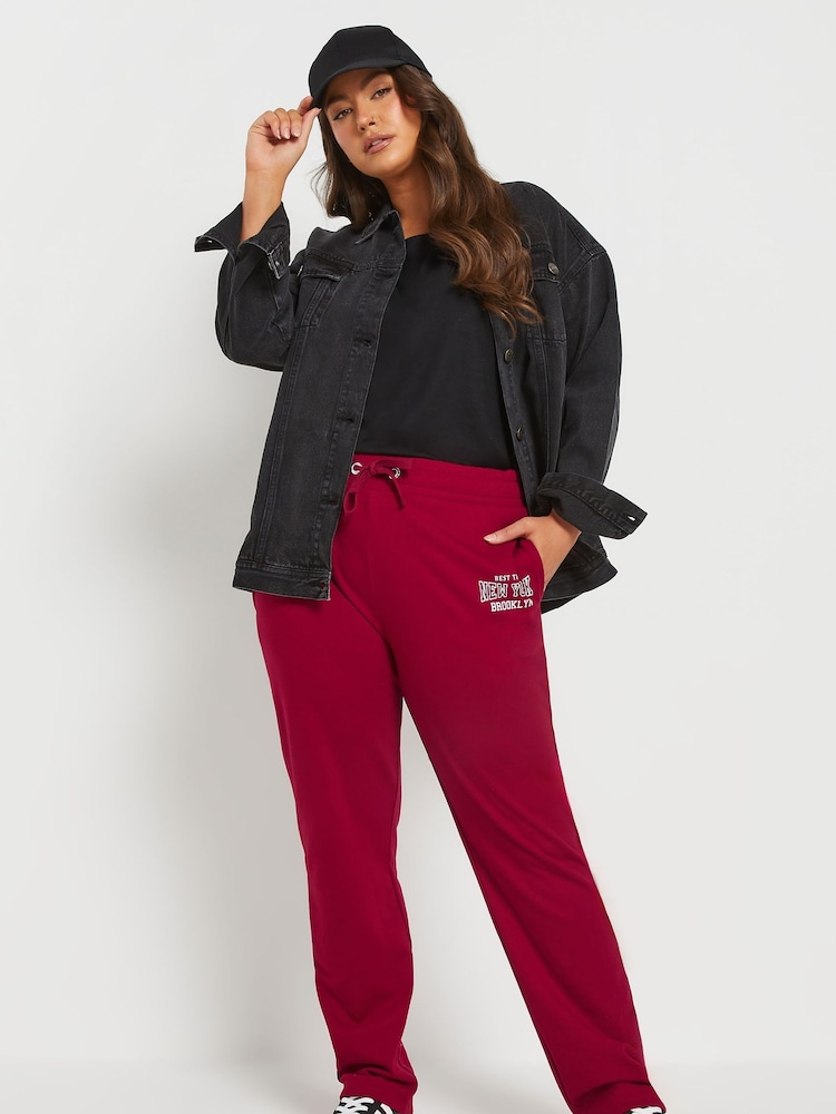 Yours Curve Red New York Logo Stretch Joggers - Image 2 of 5