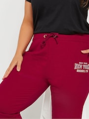Yours Curve Red New York Logo Stretch Joggers - Image 4 of 5