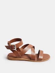 Yours Curve Brown Extra Wide Fit Comfort Strappy Sandals - Image 2 of 4