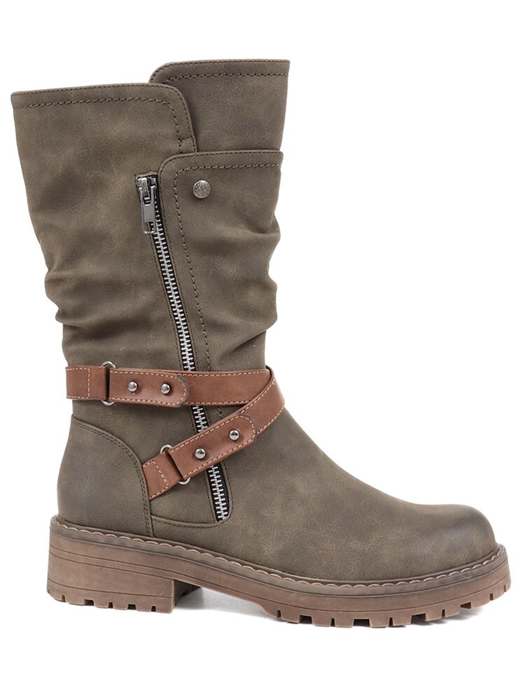 Pavers Green Zip Up Calf Boots - Image 2 of 5