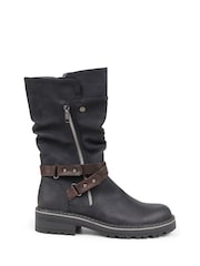 Pavers Black Zip Up Calf Boots - Image 1 of 5