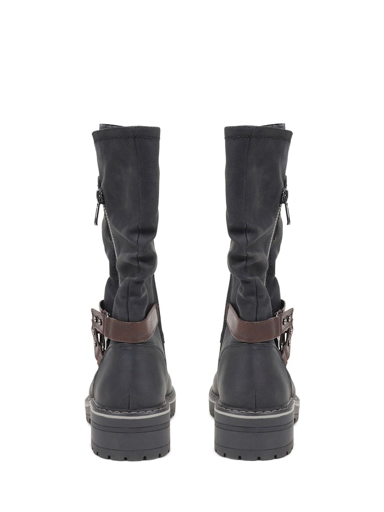 Pavers Black Zip Up Calf Boots - Image 3 of 5