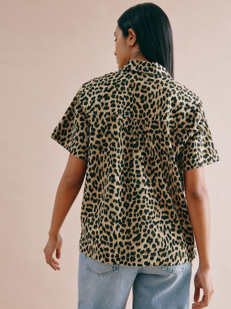 Albaray Animal Twill Short Sleeve Brown Shirt - Image 2 of 4