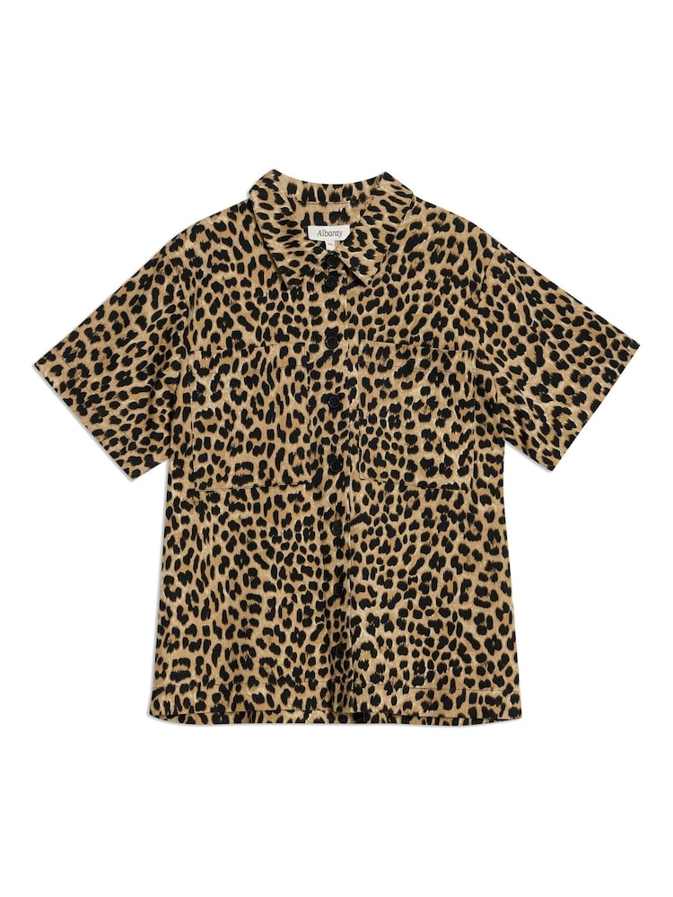 Albaray Animal Twill Short Sleeve Brown Shirt - Image 4 of 4