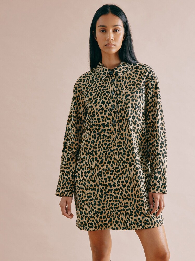 Albaray Animal Twill Brown Shirt Dress - תמונה 1 מתוך 4 Albaray Animal Twill Brown Shirt Dress - תמונה 1 מתוך 4