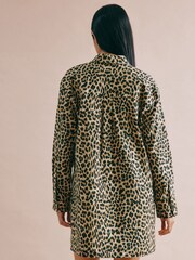 Albaray Animal Twill Brown Shirt Dress - תמונה 2 מתוך 4