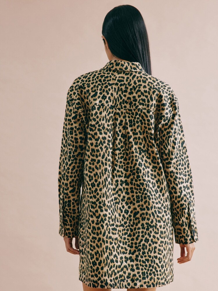 Albaray Animal Twill Brown Shirt Dress - תמונה 2 מתוך 4 Albaray Animal Twill Brown Shirt Dress - תמונה 2 מתוך 4