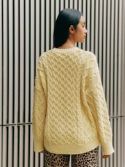 Albaray Oversize Yellow Cable 100% Cotton Jumper - Image 2 of 4