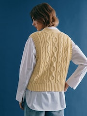 Albaray Yellow Button Through Cable 100% Cotton Tank - Image 2 of 5
