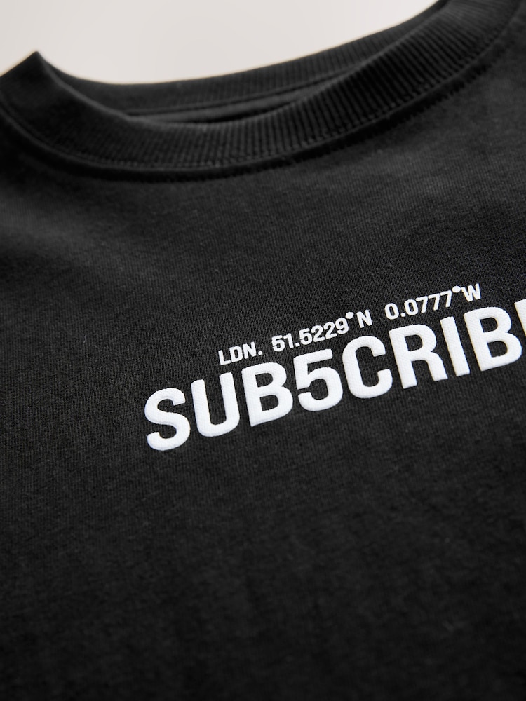 Noir - Relaxed Fit Subcribe Short Sleeve T-Shirt (3-16yrs) - Image 3 of 4