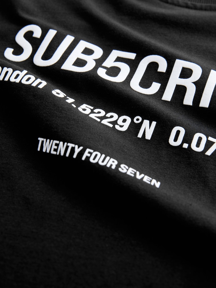 Black Relaxed Fit Subcribe Short Sleeve T-Shirt (3-16yrs) - Image 4 of 4