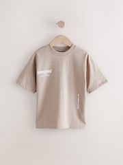 Stone Relaxed Fit Subcribe Short Sleeve T-Shirt (3-16yrs) - Image 1 of 4