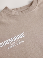 Stone Relaxed Fit Subcribe Short Sleeve T-Shirt (3-16yrs) - Image 3 of 4