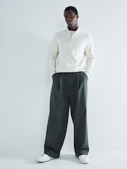 River Island Cream Slim Fit Waffle Half Zip Jumper - Image 3 of 6