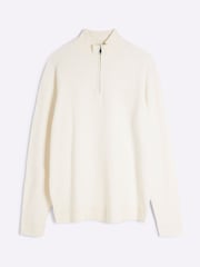 River Island Cream Slim Fit Waffle Half Zip Jumper - Image 5 of 6