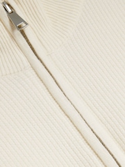 River Island Cream Slim Fit Waffle Half Zip Jumper - Image 6 of 6