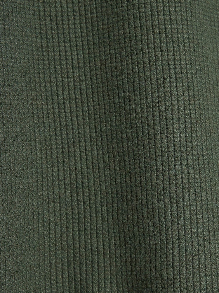 River Island Khaki Slim Fit Waffle Half Zip Jumper - Image 6 of 6