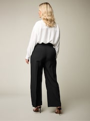 Yours Curve Black Pleated Front Wide Leg Trousers - Image 4 of 6