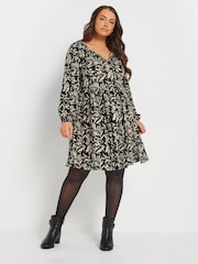 Yours Curve Black Textured Dress - Image 2 of 6