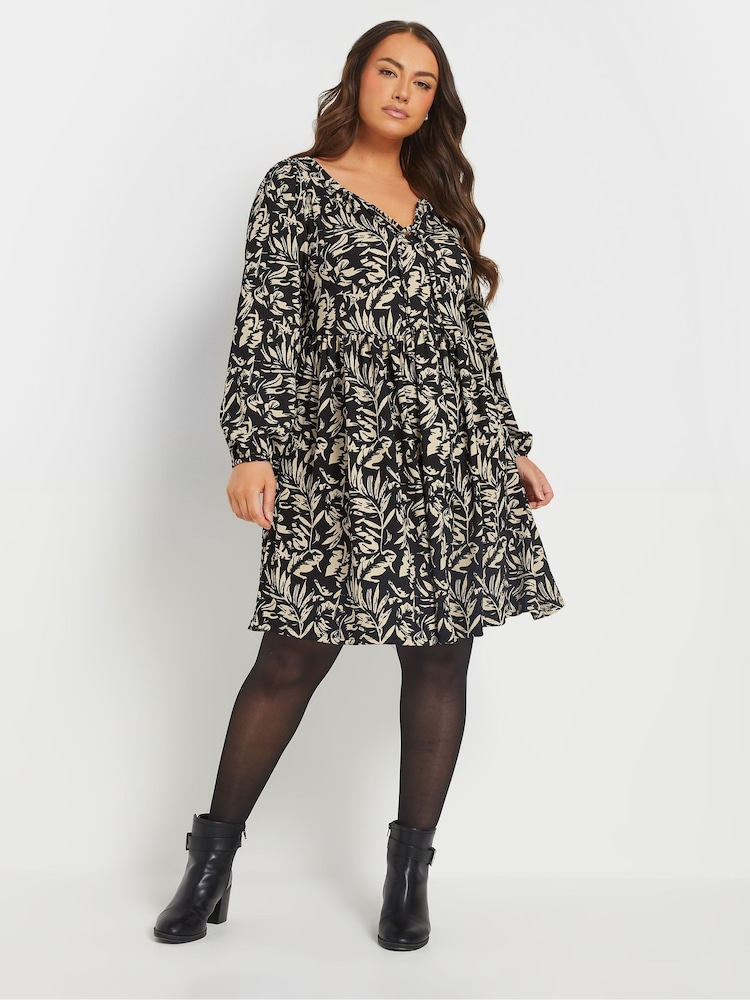 Yours Curve Black Textured Dress - Image 2 of 6