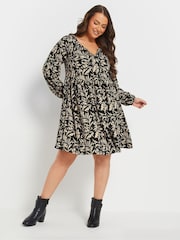 Yours Curve Black Textured Dress - Image 3 of 6