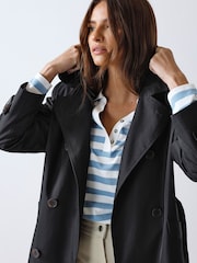 M&Co Blue Short Dipped Back Trench Coat - Image 3 of 5