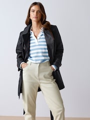 M&Co Blue Short Dipped Back Trench Coat - Image 5 of 5