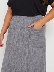 Yours Curve Grey Pleated Pocket Skirt - Image 4 of 5