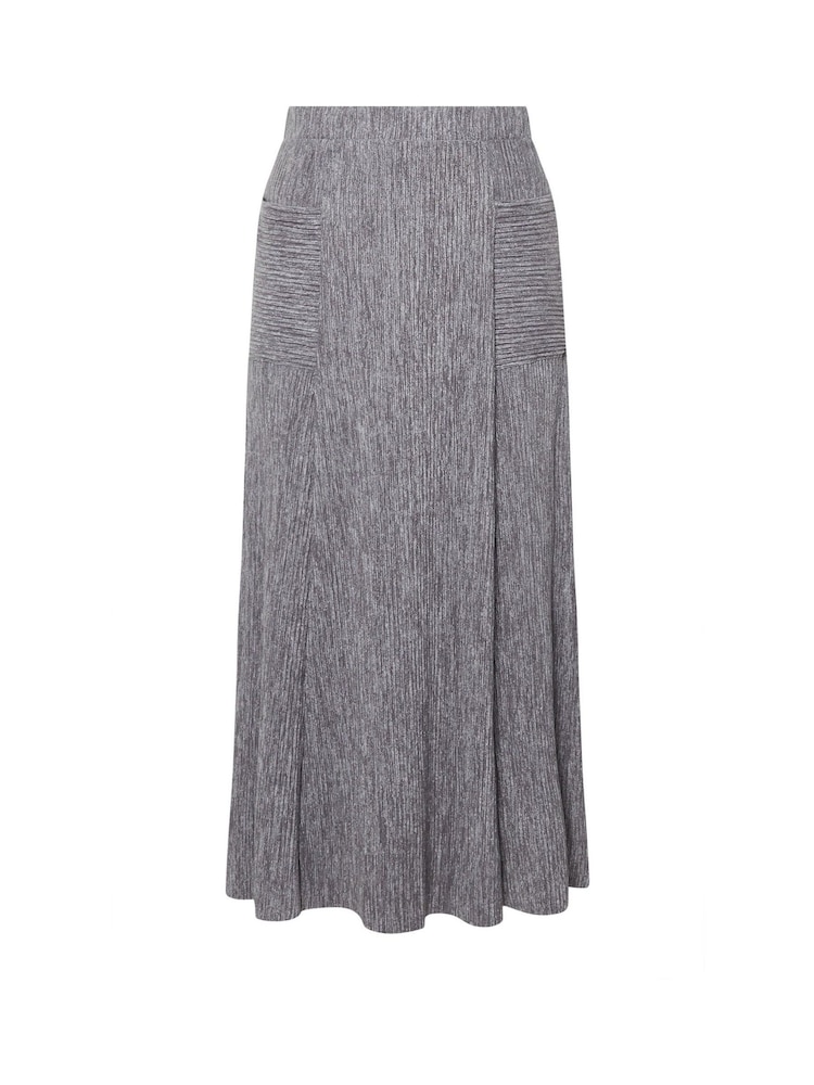 Yours Curve Grey Pleated Pocket Skirt - Image 5 of 5