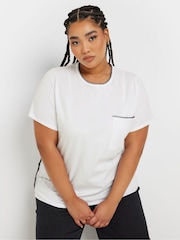 Blanco - Yours Curve Whip Stitch Pocket 100% Cotton T-Shirt - Imagen 1 de 5