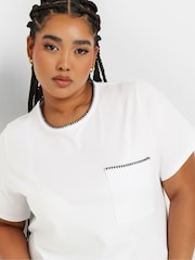 Blanco - Yours Curve Whip Stitch Pocket 100% Cotton T-Shirt - Imagen 4 de 5