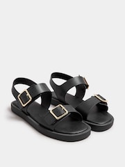 Yours Curve Black Wide Fit Extra-Wide Fit Buckle Chunky Sandals - Image 1 of 4