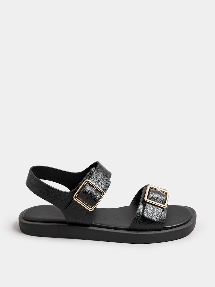 Yours Curve Black Wide Fit Extra-Wide Fit Buckle Chunky Sandals - Image 2 of 4