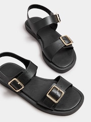 Yours Curve Black Wide Fit Extra-Wide Fit Buckle Chunky Sandals - Image 3 of 4