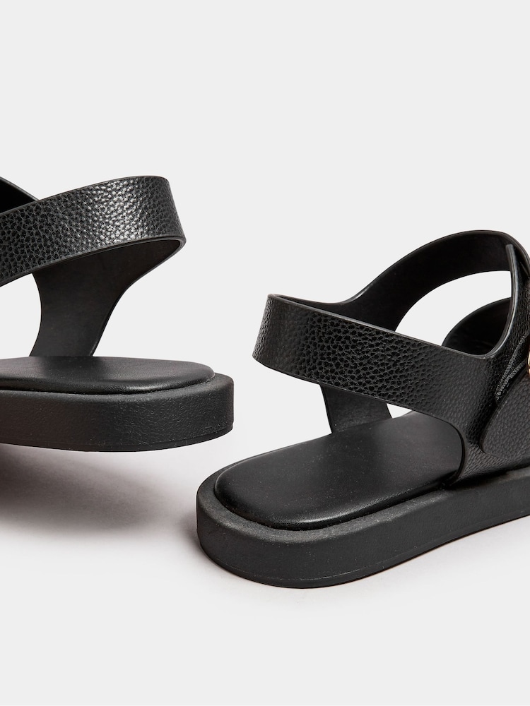 Yours Curve Black Wide Fit Extra-Wide Fit Buckle Chunky Sandals - Image 4 of 4
