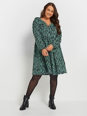 Yours Curve Dark Black Textured Dress - Image 1 of 5