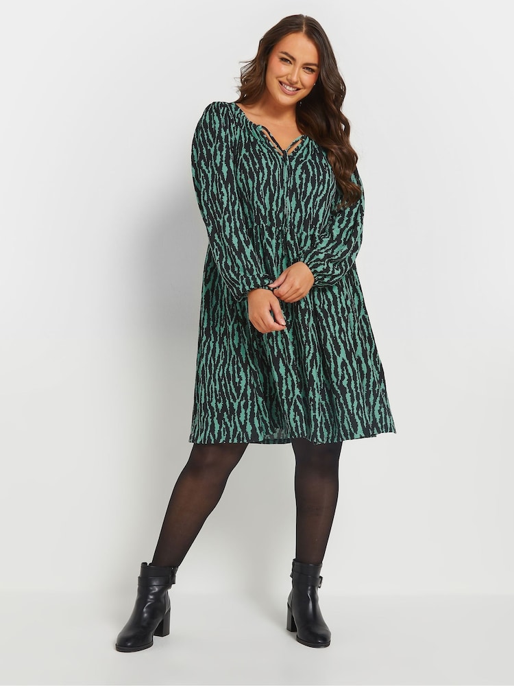 Yours Curve Dark Black Textured Dress - Image 1 of 5