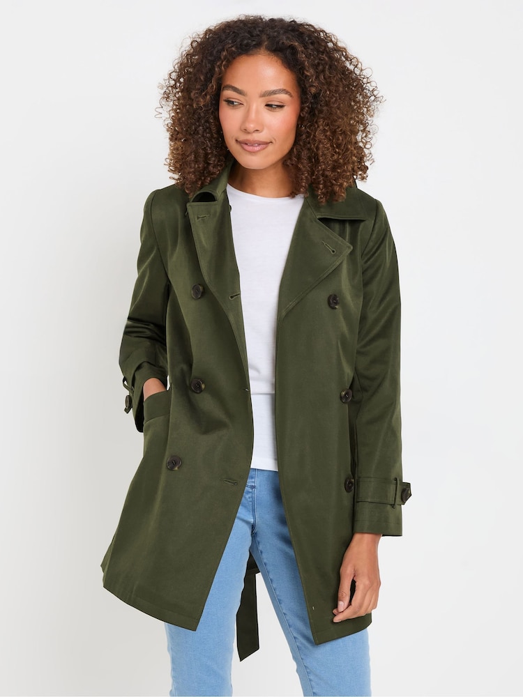 Зеленый - M&Co Short Dipped Back Trench Coat - Image 1 of 5