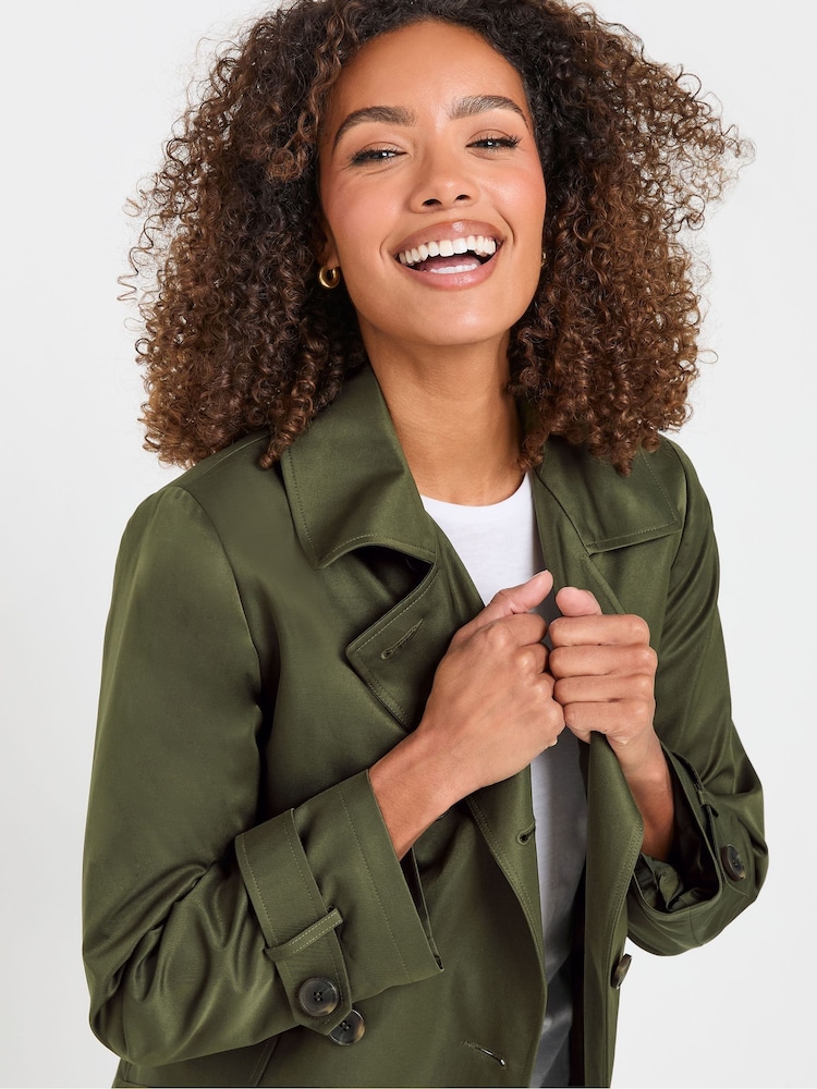 M&Co Green Short Dipped Back Trench Coat - Image 4 of 5
