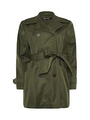Зеленый - M&Co Short Dipped Back Trench Coat - Image 5 of 5