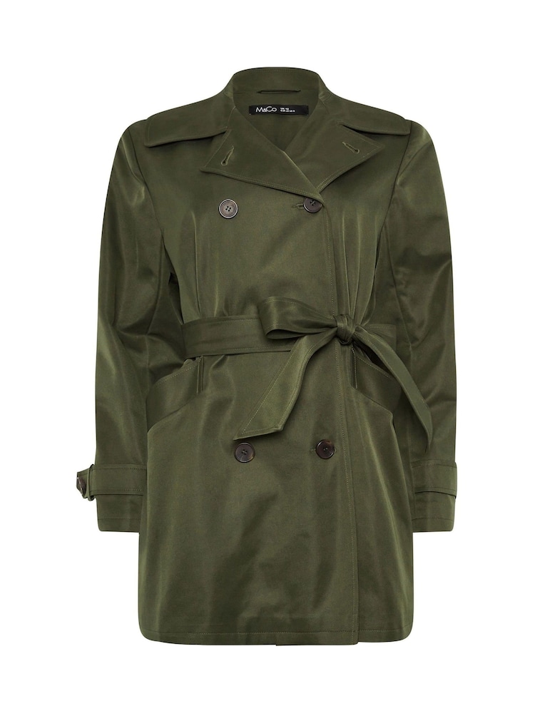 Зеленый - M&Co Short Dipped Back Trench Coat - Image 5 of 5