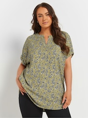 Yours Curve Green Textured Top - Image 1 of 5