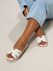 Yours Curve White Wide Fit Cut Out Sandal - Image 1 of 5