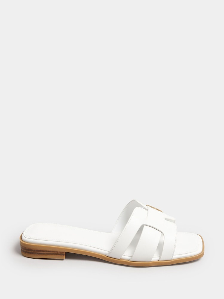 Yours Curve White Wide Fit Cut Out Sandal - Image 2 of 5 Yours Curve White Wide Fit Cut Out Sandal - Image 2 of 5